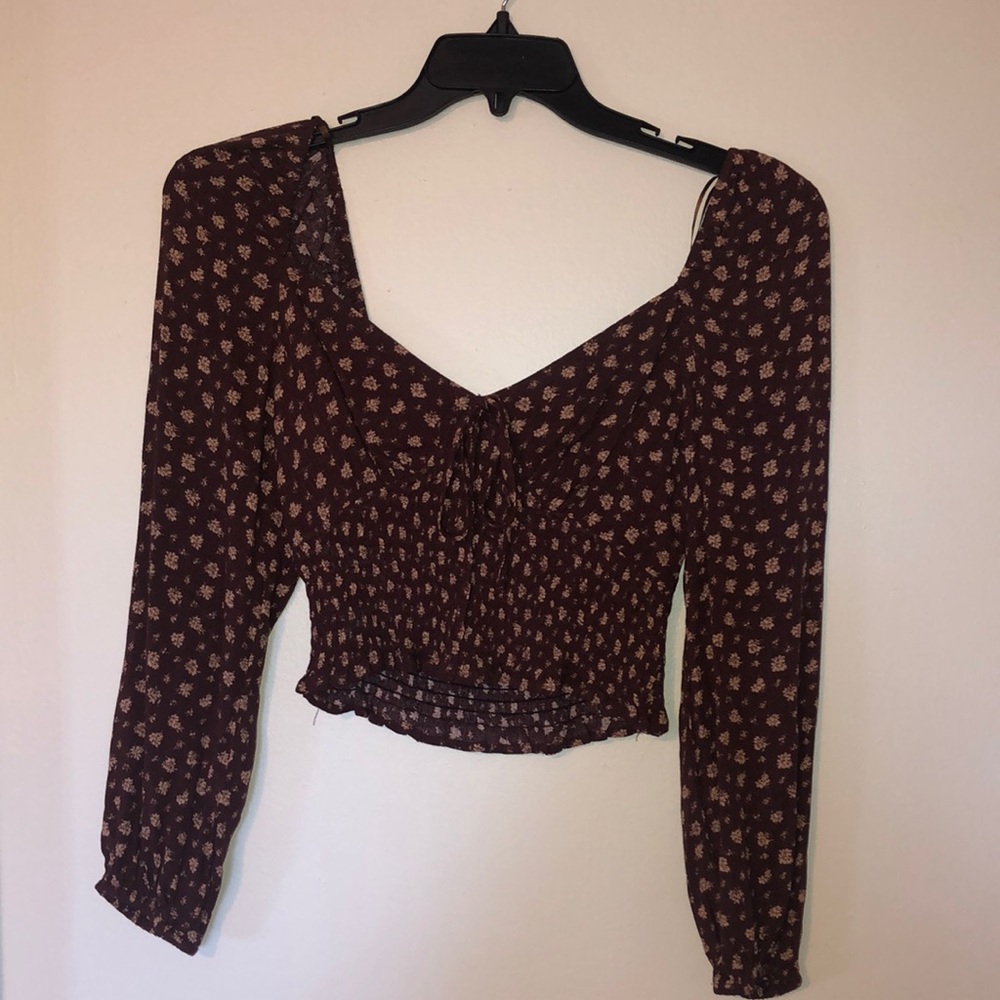 Brown/Taupe Floral Crop Top
